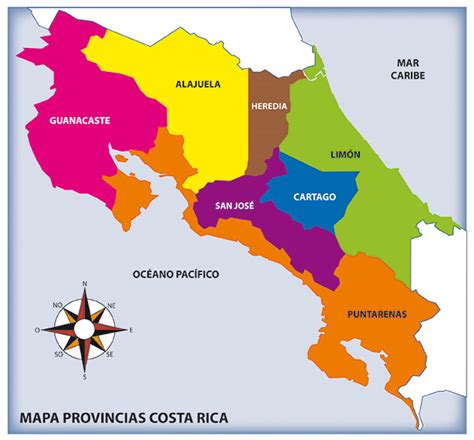costa rica mapa provincias
